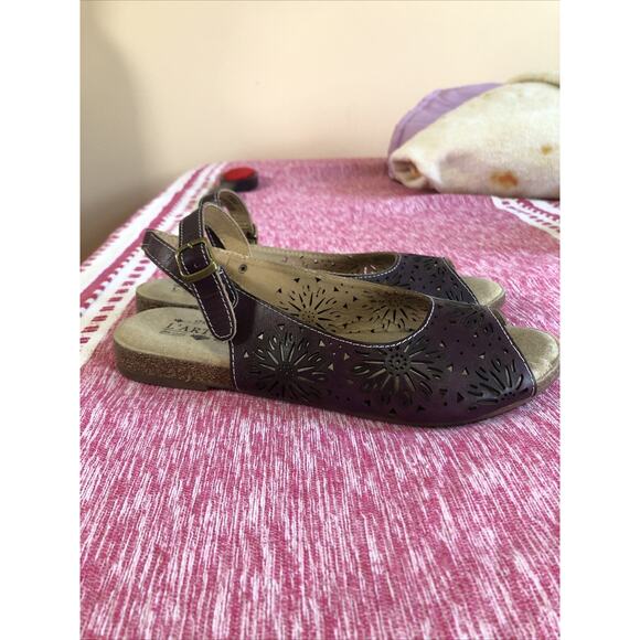 L'artiste Spring Purple Strappy Sandals Leather Shoes Flower EUR 40 / US 9.5 - Picture 4 of 9